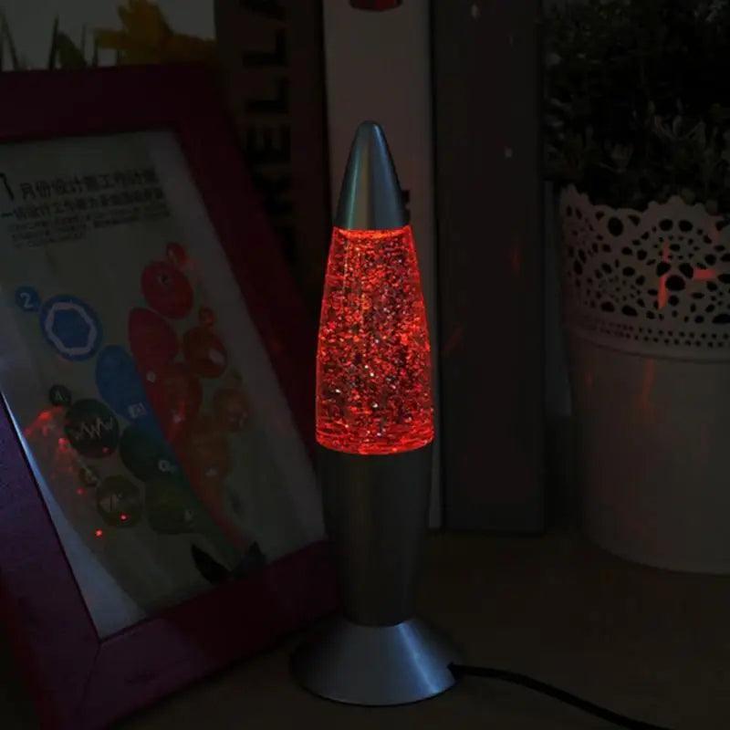 Lâmpada de lava 3d rocket multicolorida, lâmpada de lava rgb led com glitter para festa, luz noturna, presente de natal, lâmpada de cabeceira, azul, branca