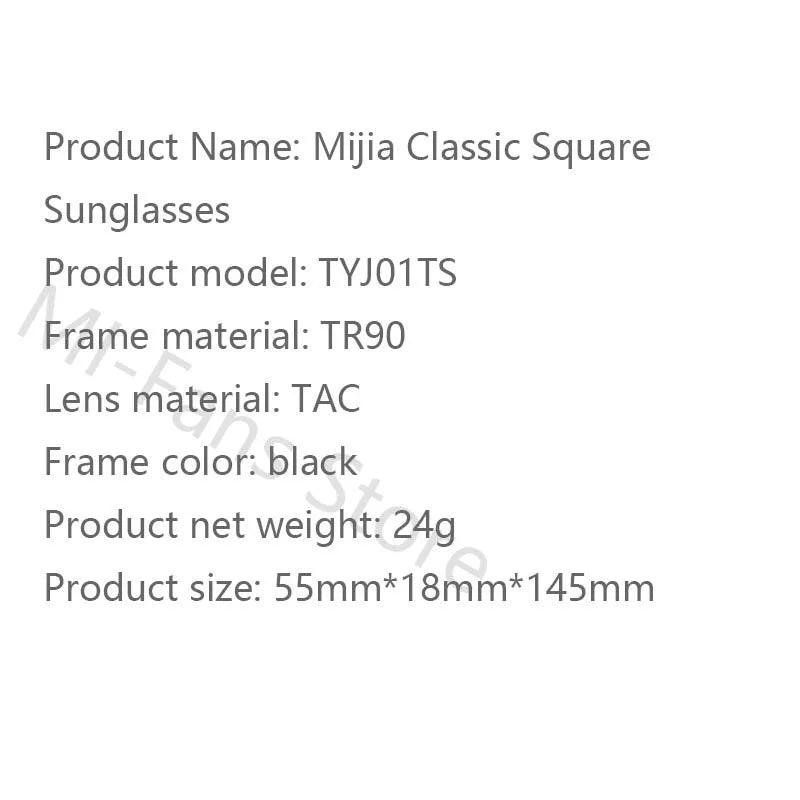 Óculos de sol XIAOMI Mijia Classic Square / Pilot, lentes polarizadas TAC autorreparáveis, sem riscos, película polarizadora de 6 camadas, masculino