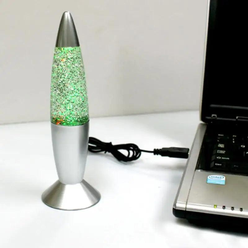 Lâmpada de lava 3d rocket multicolorida, lâmpada de lava rgb led com glitter para festa, luz noturna, presente de natal, lâmpada de cabeceira, azul, branca