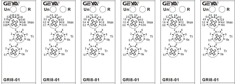 GEYA GRI8-01/02 Relé de monitoramento de corrente 0,5A 1A 2A 5A 8A 16A ACDC24V-240V Relé de proteção de sobrecorrente e subcorrente