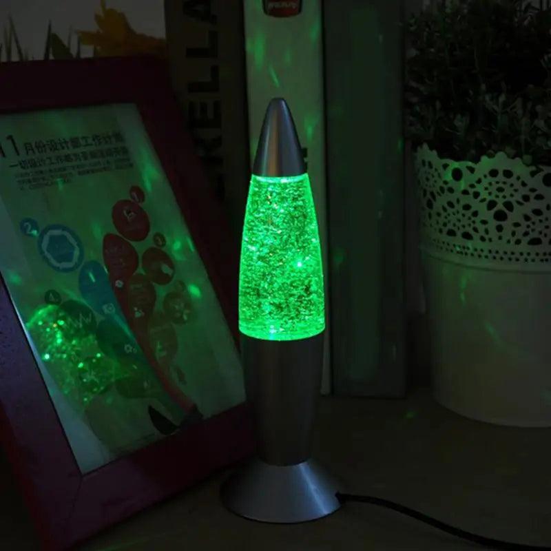 Lâmpada de lava 3d rocket multicolorida, lâmpada de lava rgb led com glitter para festa, luz noturna, presente de natal, lâmpada de cabeceira, azul, branca