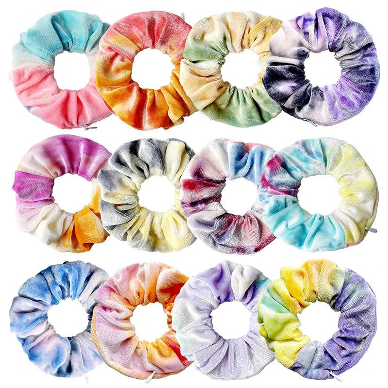 Moda Criativa Doce Zip Scrunchies Para Mulheres Meninas Novidade Multicolor Veludo Laço de Cabelo Versátil Acessórios de Cabelo Presentes