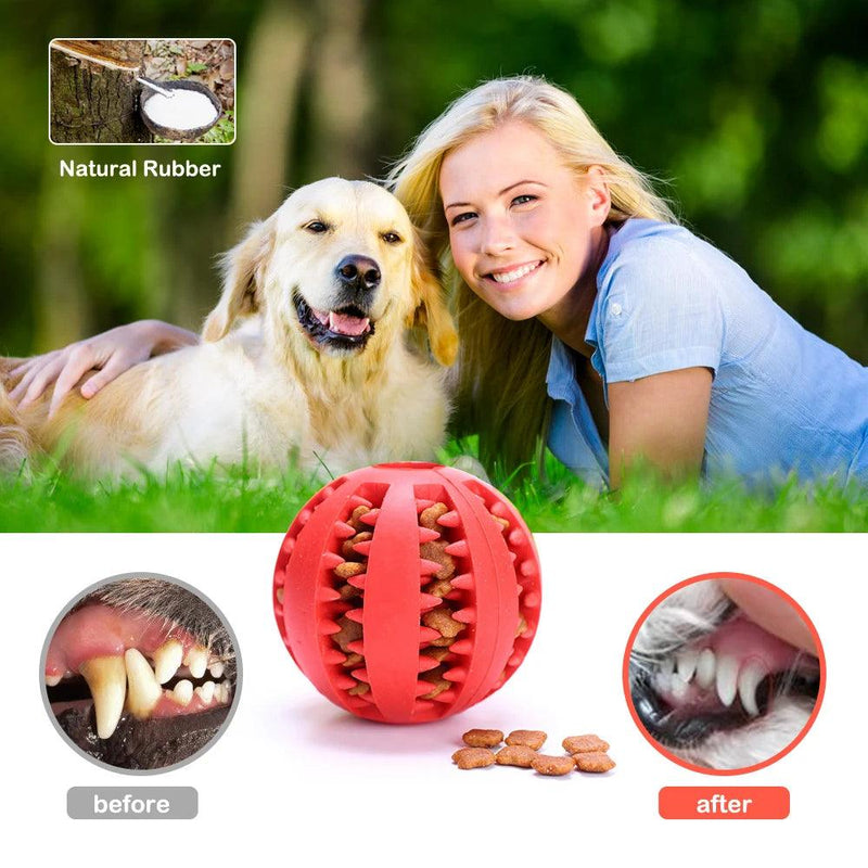 Bola de comida para cachorro, brinquedo interativo para cães de estimação, bolas de borracha para cães pequenos e grandes, brinquedos de mastigação para filhotes e gatos, limpeza de dentes de animais de estimação