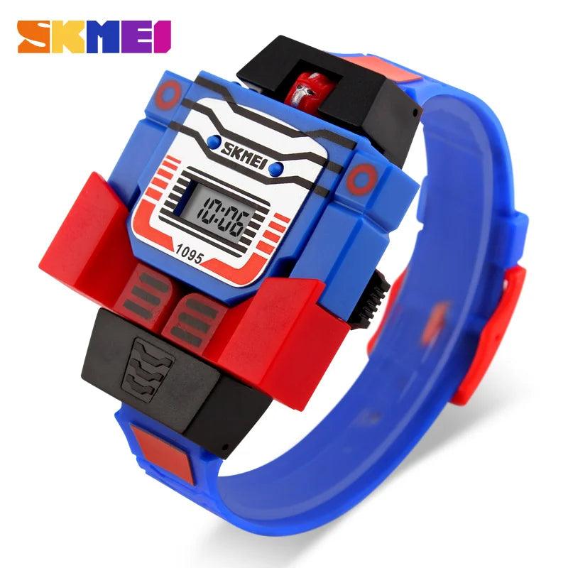 SKMEI Relógios infantis LED Digital Crianças Desenhos animados Relógios esportivos Robô Transformação Brinquedos Meninos Relógios de pulso montre enfant 1095