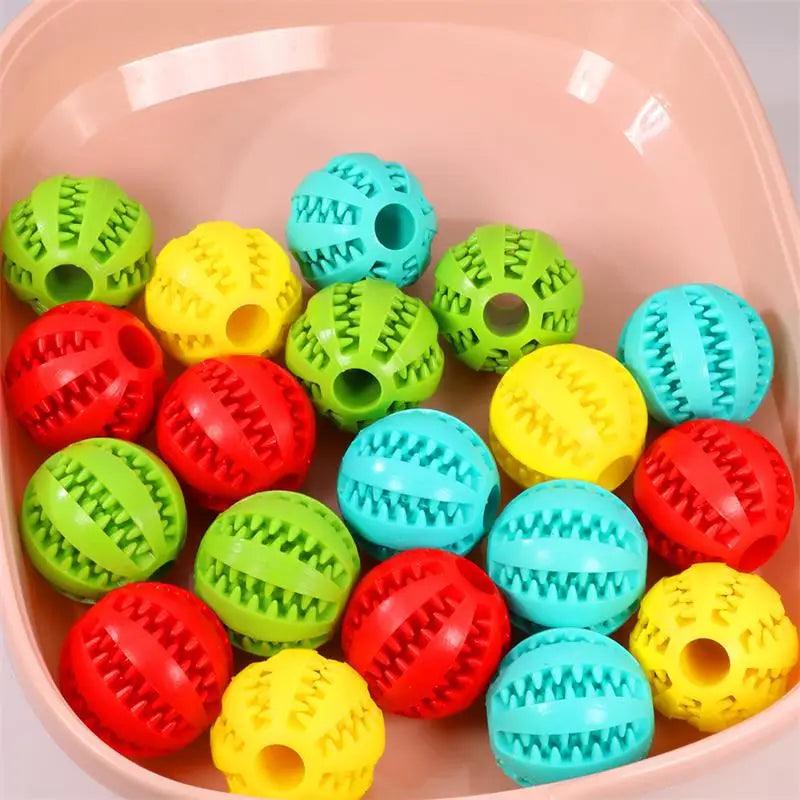 Bola de comida para cachorro, brinquedo interativo para cães de estimação, bolas de borracha para cães pequenos e grandes, brinquedos de mastigação para filhotes e gatos, limpeza de dentes de animais de estimação