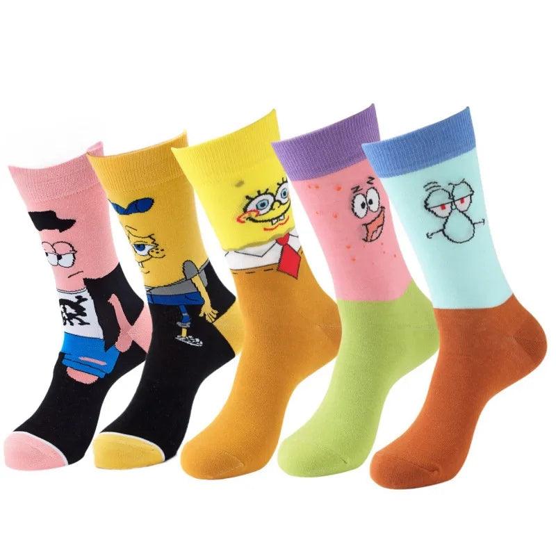 Meias de algodão de anime de desenho animado Bob Esponja Patrick Estrela Lula Molusco Tentáculos Kawaii Meias esportivas quentes fofas para meninas Presente de Natal 1 par