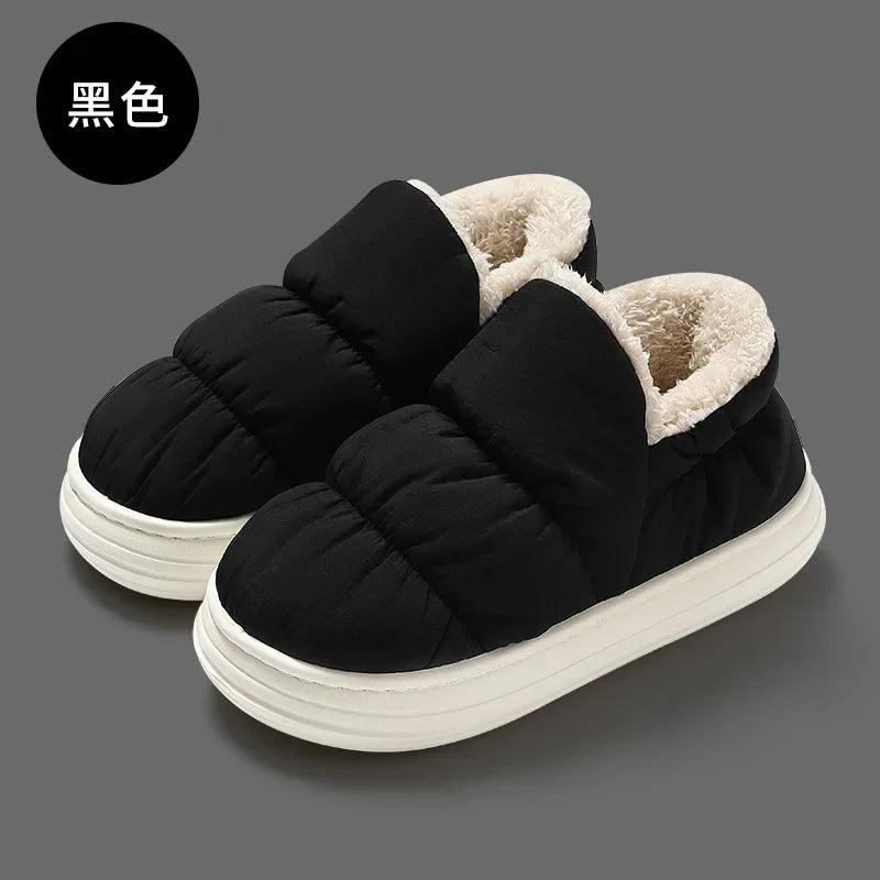 Sapatos de algodão de inverno para homens ao ar livre chinelos peludos impermeáveis para mulheres chinelos quentes de pelúcia moda casal casa algodão slides