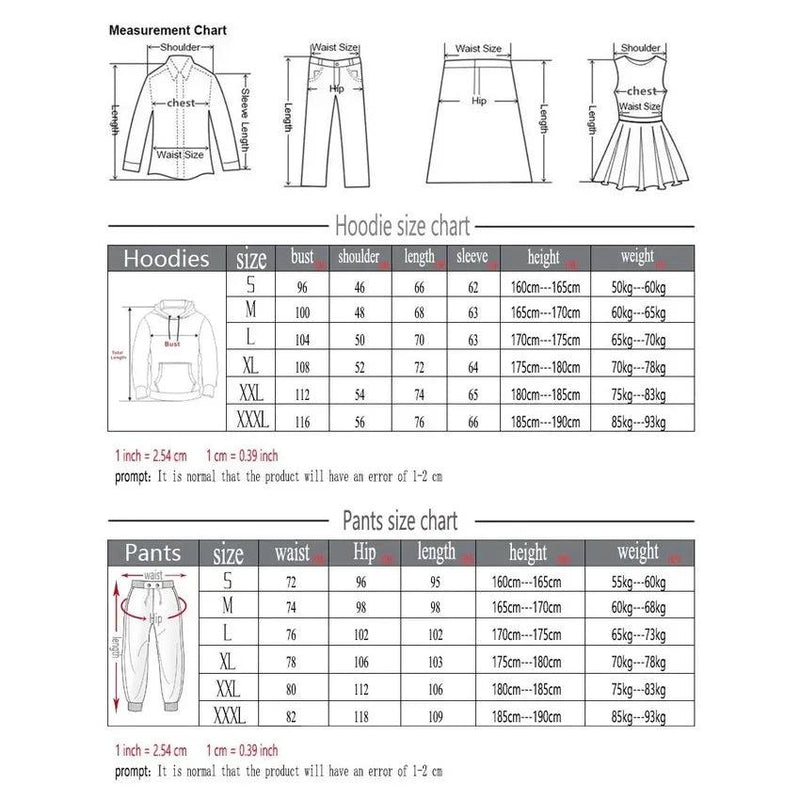 Outono e inverno novo digital impresso masculino manga comprida moletom com capuz + calças casuais soltas fitness terno 2 peças de roupa