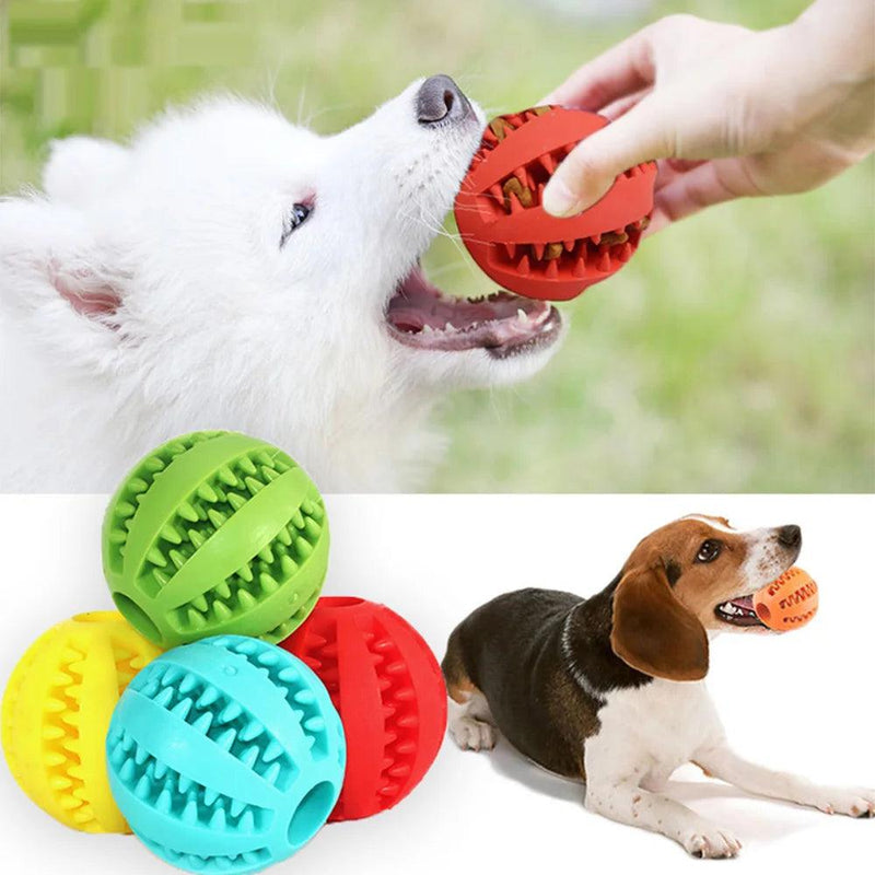 Bola de comida para cachorro, brinquedo interativo para cães de estimação, bolas de borracha para cães pequenos e grandes, brinquedos de mastigação para filhotes e gatos, limpeza de dentes de animais de estimação