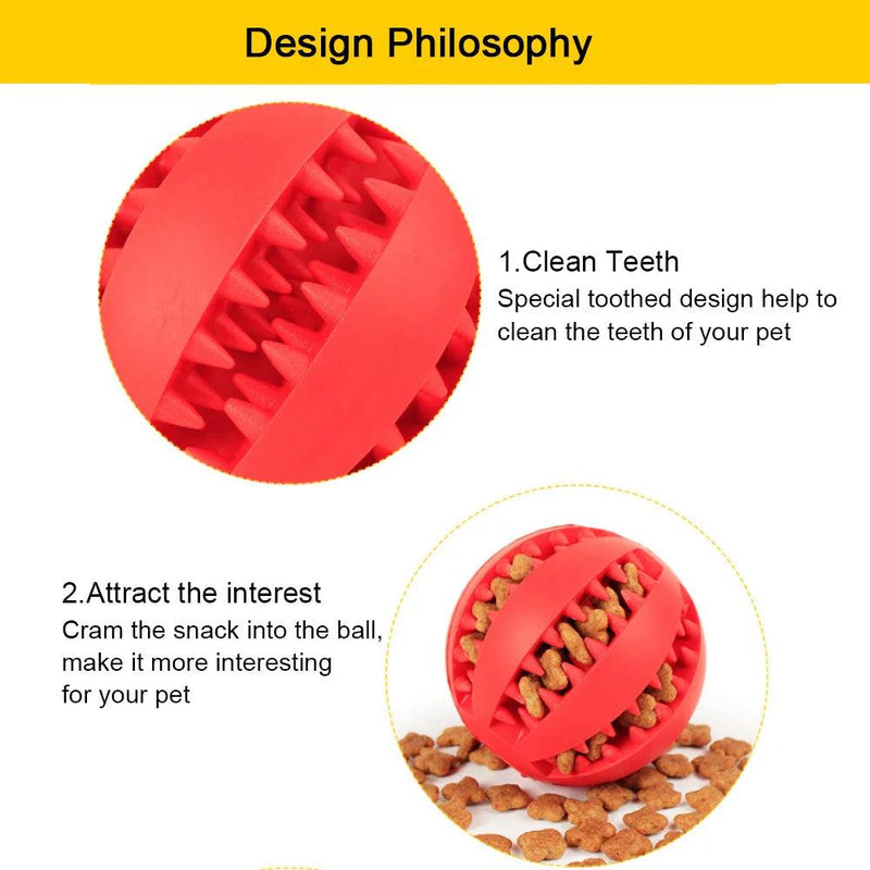 Bola de comida para cachorro, brinquedo interativo para cães de estimação, bolas de borracha para cães pequenos e grandes, brinquedos de mastigação para filhotes e gatos, limpeza de dentes de animais de estimação