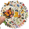 50pcs Aesthetic Retro Insectology Stickers Butterfly Bee Water Bottle Sticker Luggage Laptop Guitar Phone Waterproof Decals